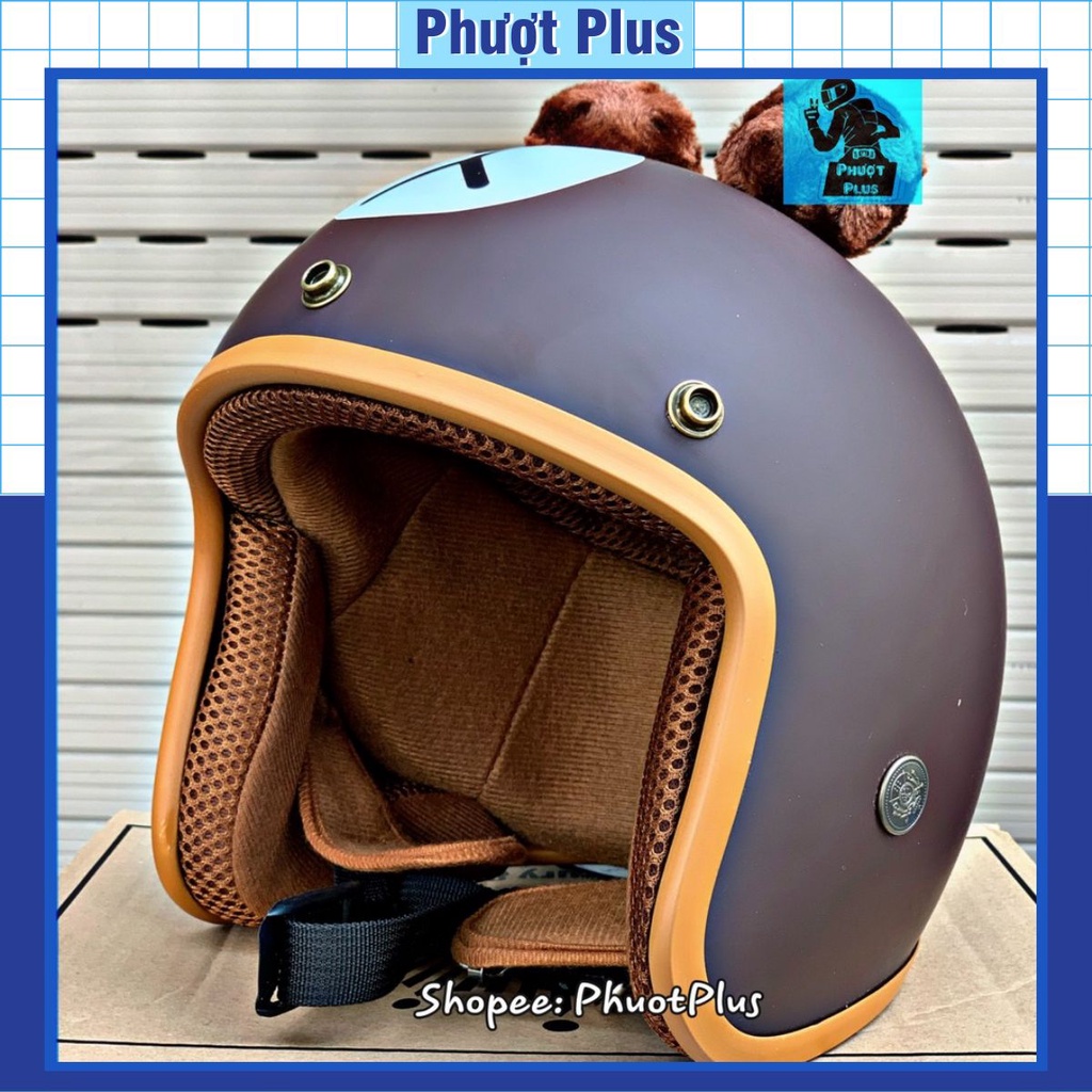 Mũ bảo hiểm Gấu Nâu 3/4 - Đẹp Chất Lượng