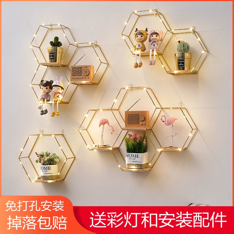 Giá Treo Tường Không Đục Lỗ Kiểu Bắc Âu Đơn Giản Sáng Tạo Trang Trí Phòng Khách / Phòng Ngủ