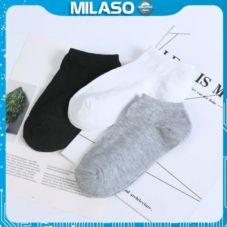 Tất nam cổ ngắn MILASO vớ nam cao cấp Nhật cotton co giãn đi giày da, thể thao chạy bộ, gym FAS-001349