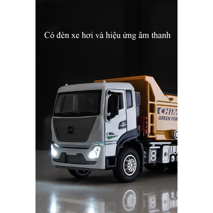 Đồ chơi xe tải vận chuyển KAVY bằng kim loại nguyên khối có nhạc và đèn kích thước lớn nâng hạ thùng