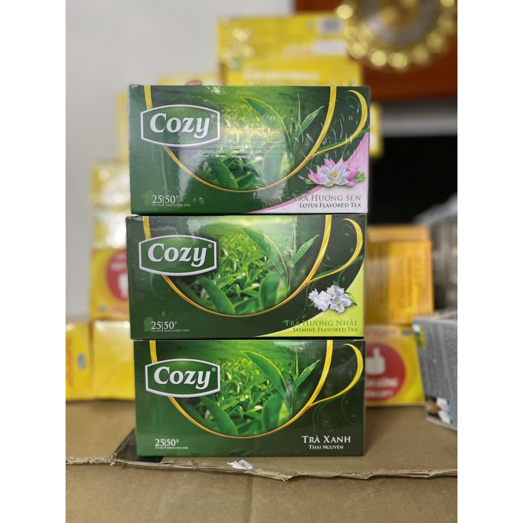 Trà Cozy Túi Lọc Hương Nhài, Sen, Dâu , Đào, Bạc Hà Hộp, Trà Xanh