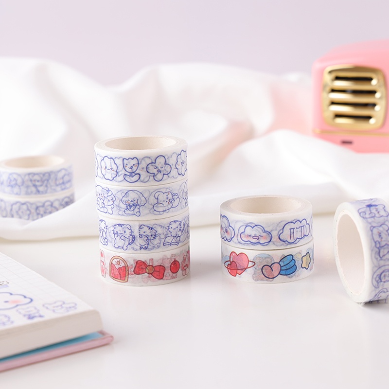 Băng Dính Washi Họa Tiết Hoạt Hình Đáng Yêu Trang Trí Sổ Tay