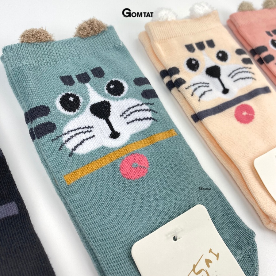 Set 5 đôi tất vớ nữ cổ ngắn GOMTAT hình tai gấu dễ thương nhiều màu phong cách Hàn Quốc - LISU-TAIGAU-03