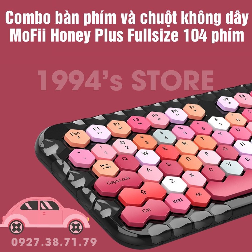 Combo bàn phím và chuột giả cơ ko dây MOFii Honey Plus - New 2023 - Dùng cho Laptop,máy tính bàn PC,Tivi,IP..