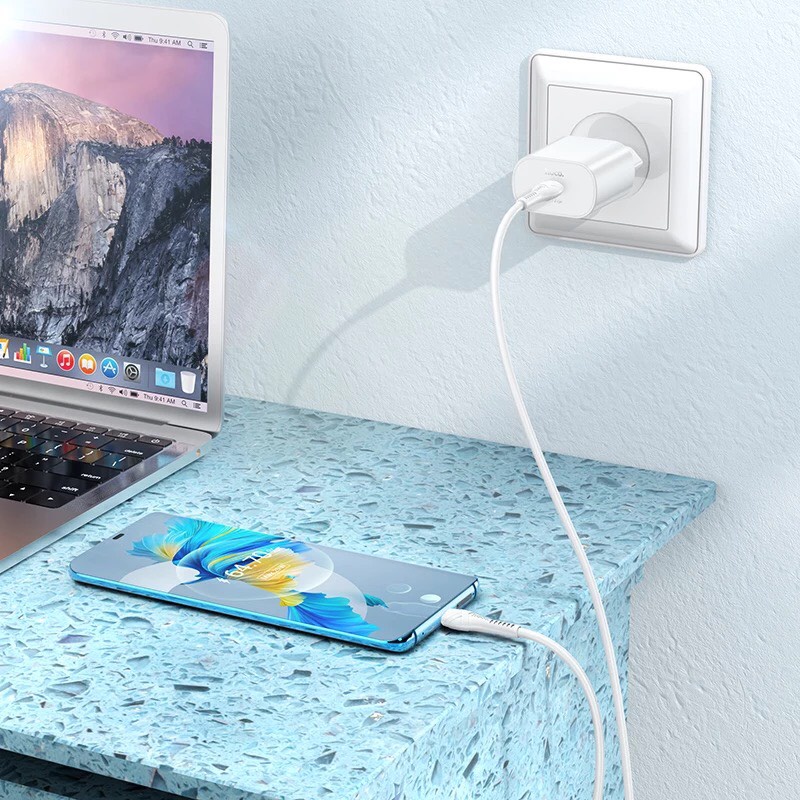 Bộ Cốc Sạc PD25W Hoco N22 có 1 cổng Type-C chất liệu cao cấp chống cháy chính hãng.