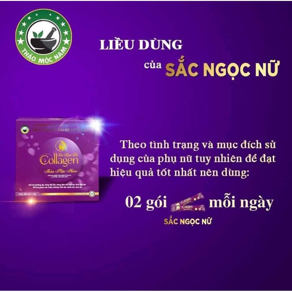 COLLAGEN SẮC NGỌC NỮ THÀO MỘC NAM, SÁNG DA, MỜ NÁM, GIẢM NẾP NHĂN, TĂNG CƯỜNG SỨC KHỎE XƯƠNG KHỚP, TĂNG ĐÀN HỒI CHO DA