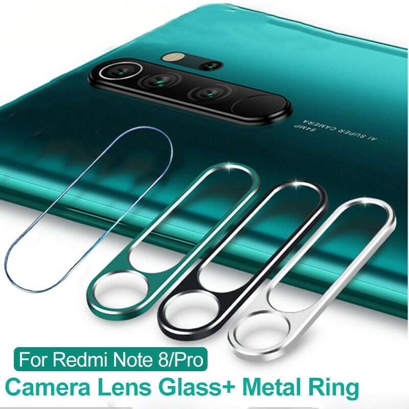 Bộ kính cường lực + vòng bảo vệ ống kính máy ảnh điện thoại bằng kim loại cho Xiaomi Redmi Note 8 Pro (Có bán lẻ)