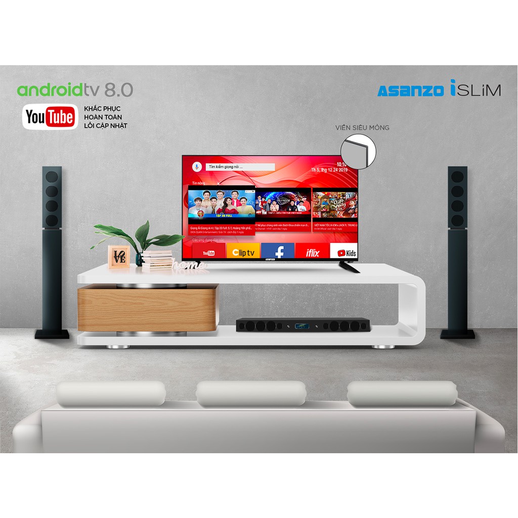 Smart Voice Tivi Asanzo 32 inch 32SL500 Android 8.0, HD Ready, Điều khiển giọng nói, Tràn viền, DVB-T2, Wifi Tivi Giá Rẻ