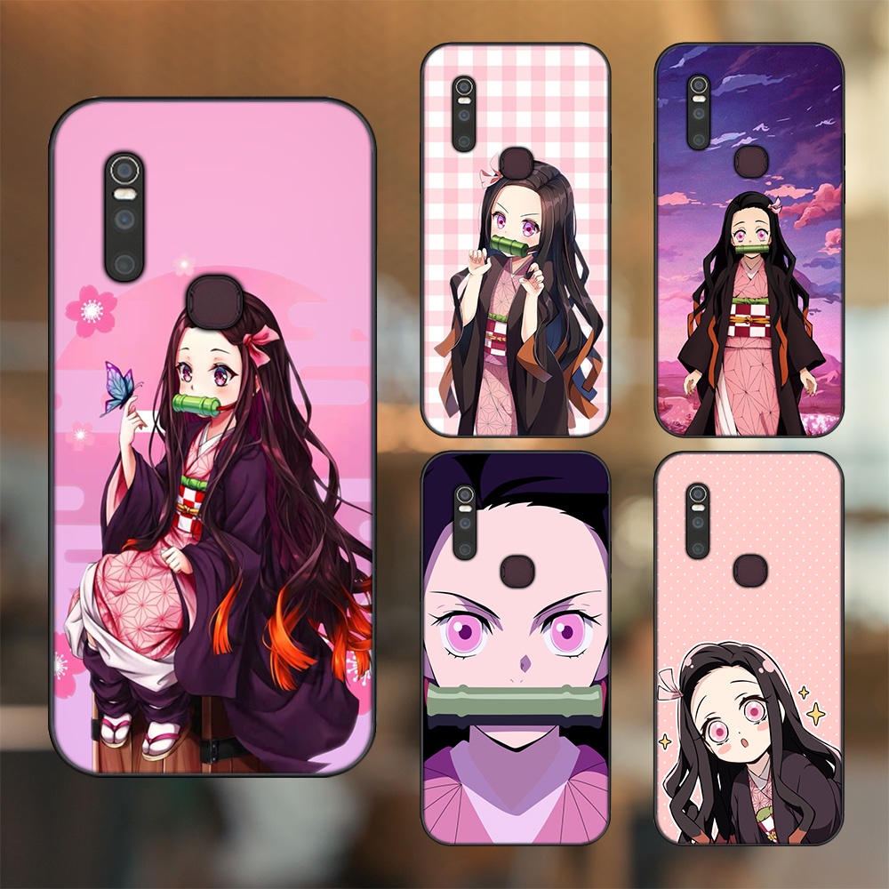 Ốp lưng Vivo V15 viền đen in hình Nezuko Kimetsu no Yaiba
