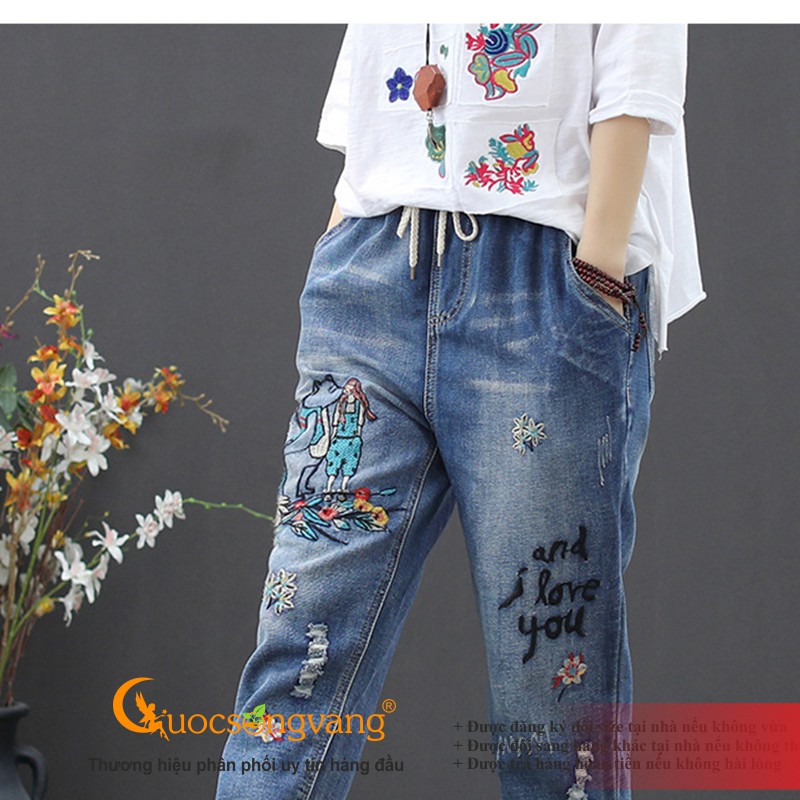 Quần jean nữ kiểu nhật màu xanh đen quần nữ baggy GLQ125 Cuocsongvang