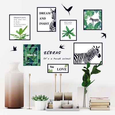 Tranh decal dán tường trang trí decor phòng khách KHUNG ẢNH NGỰA XANH - tranh dán tường phòng khách