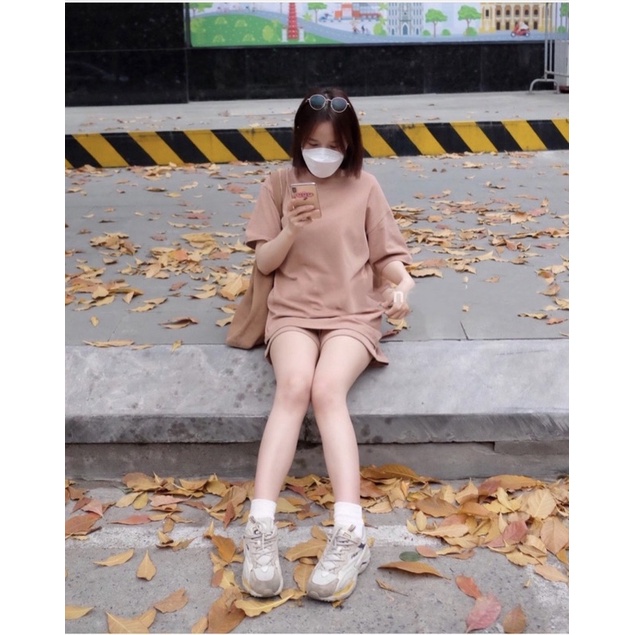 Set Trơn  Cộc Tay Nhiều Màu nữ  [FREESHIP]  Bộ quần short đùi áo  form rộng tay lỡ, sooc phông mặc ở nhà Ulzzang