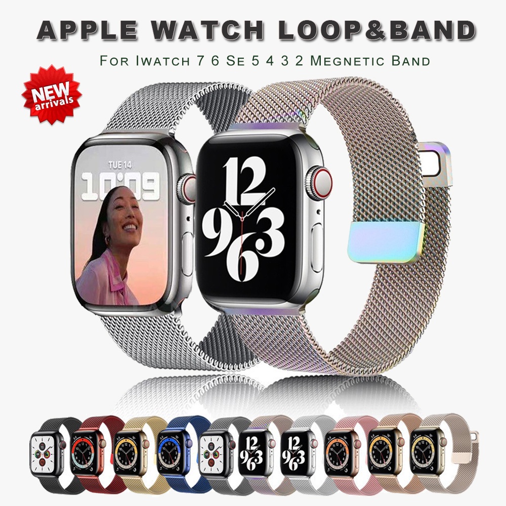 Dây Đeo Kim Loại Từ Tính Cho Đồng Hồ Thông Minh Apple watch 8ultra 7 6 Se 5 4 49mm45 / 41mm 40 / 44mm 38 / 42mm