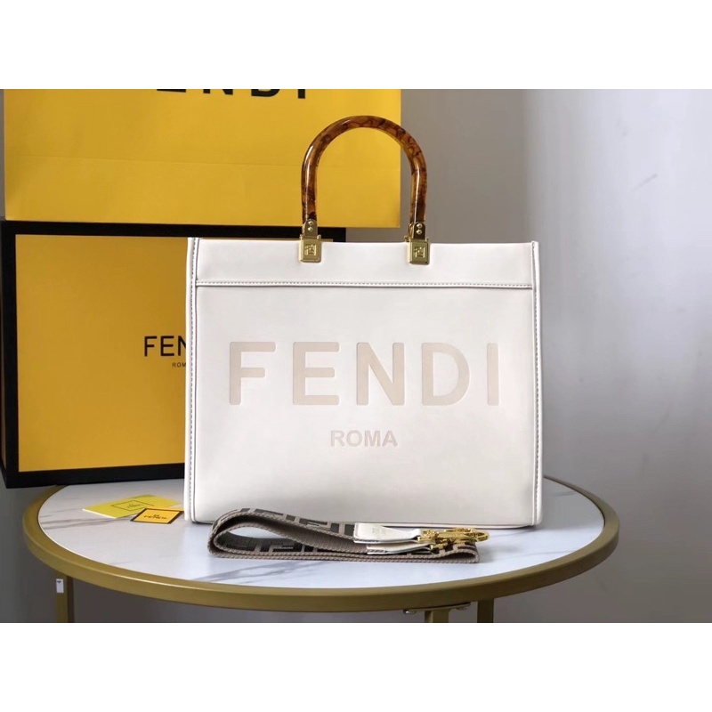 Túi Tote Fendi Nâu Đen Ghi Trắng