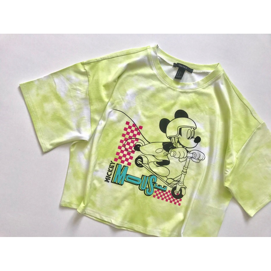 Áo Croptop F21 Loang Vàng In Mickey - 3528