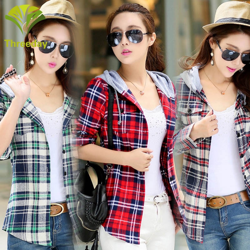 Áo Khoác Cardigan Tay Dài Có Nón Họa Tiết Sọc Caro Thời Trang Mùa Thu Cho Nữ 3 Ngày