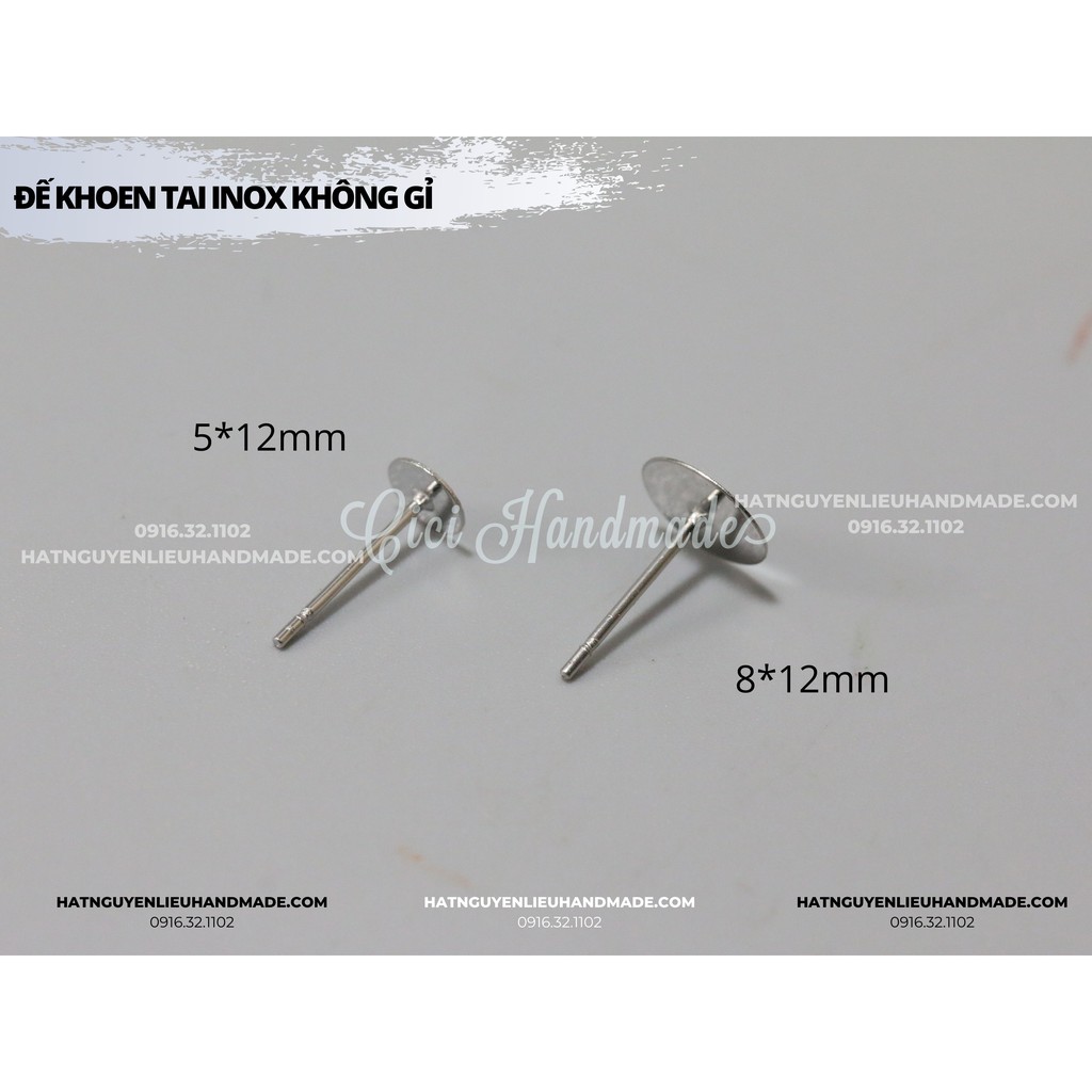 Túi 20c đế khoen tai inox không gỉ Stainless steel Cici Handmade chuyên hạt đá hạt pha lê hạt cườm hạt trang sức