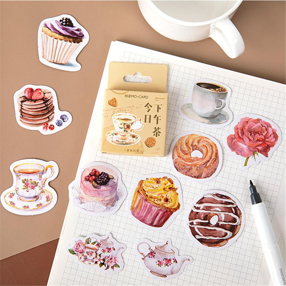 PEWANY Sticker Dán Trang Trí Sổ Tay Hình Bánh Cà Phê Và Trà Chiều DIY