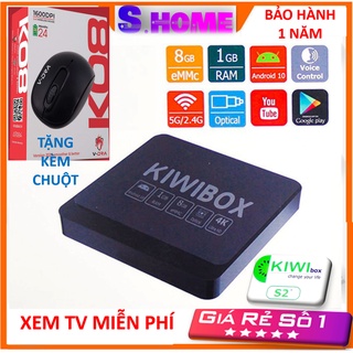 Đầu Android Tivi Box Kiwi S2+ TÍCH HỢP CỔNG QUANG, ANDROID 10 Tặng chuột không dây - CHÍNH HÃNG