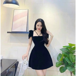 Đầm dự tiệc chéo cổ tay bồng Party Dress
