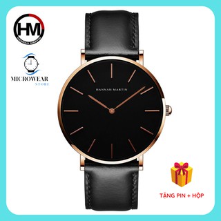 Đồng hồ nam siêu mỏng HANNAH MARTIN CH02 hàng chính hãng máy Nhật cao cấp dây da sang trọng nhiều màu