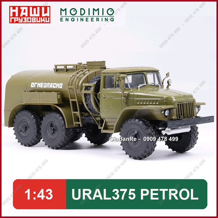 MÔ HÌNH XE VẬN TẢI QUÂN SỰ URAL 375D XĂNG DẦU TỈ LỆ 1:43 - MODIMIO - 4305.5