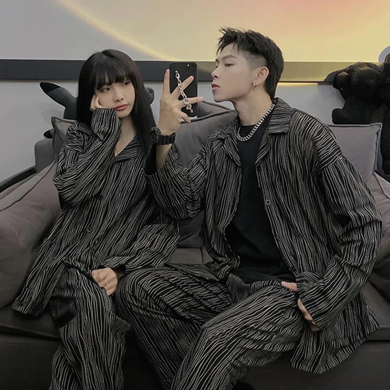 Bộ đồ ngủ cotton tay dài phong cách Nhật Bản thời trang xuân thu dành cho cặp đôi với nhiều loại tùy chọn n2wf