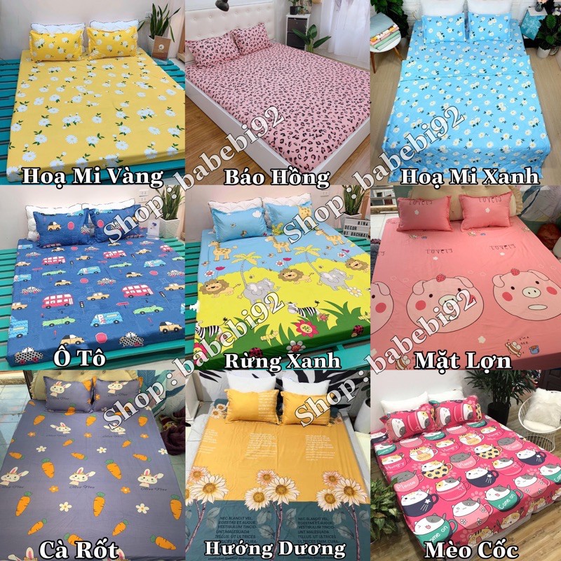 [ GIÁ HỦY DIỆT ] Bộ ga kèm đôi vỏ gối poly cotton siêu ngộ nghĩnh m6 hoặc m8 (được chọn mẫu)