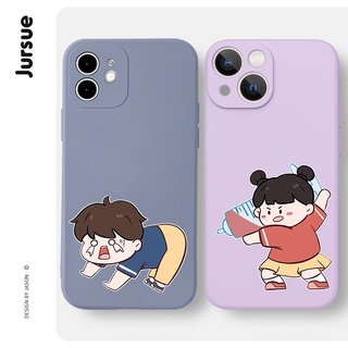 JURSUE Ốp lưng nam nữ cặp đôi dễ thương đẹp hoạt hình độc lạ ngộ nghĩnh hình bựa hài hước chống sốc chống bẩn mềm cho iPhone 17 Air 16 15 14 13 12 11 PRO MAX SE 2020 X XR XS ip 8 7 Plus kute XYH430