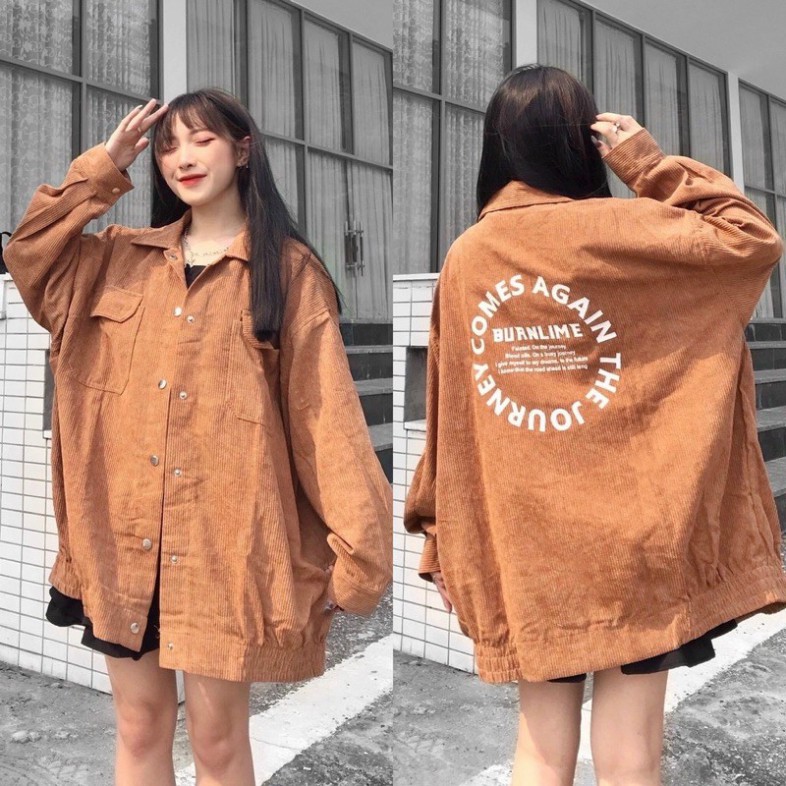 Áo Khoác Nhung Gân Sơmi Jacket in Comes.Again Unisex Form Freesize Siêu Xinh