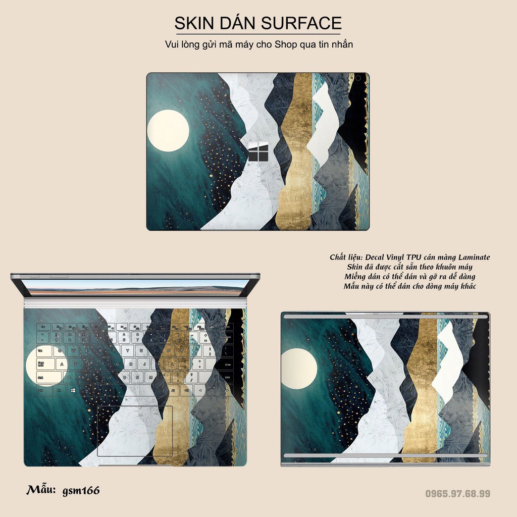 Miếng dán Skin bảo vệ mặt lưng Surface Pro 2/ Pro 3/ Pro 4/ Pro 5/ Pro 6/Pro 7/Pro X / Surface Go /Book in hình sưu tầm