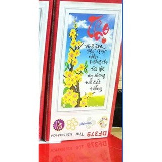 Tranh đính đá chữ thọ cành mai df379 50*84cm