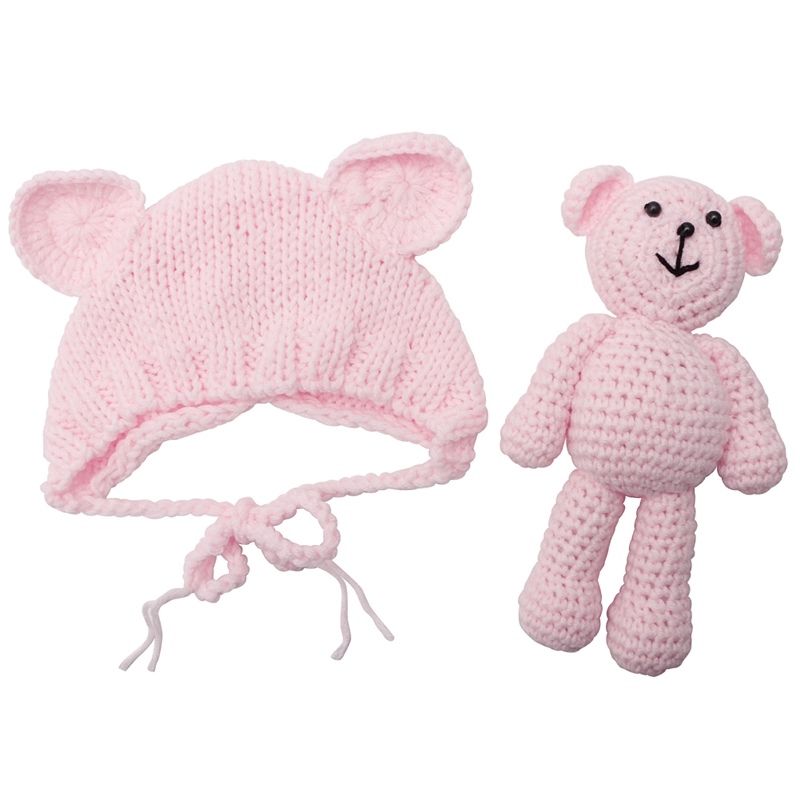 Mary☆Newborn Baby Girl Boy Photography Prop Photo Crochet Knit Costume Bear +Hat Set