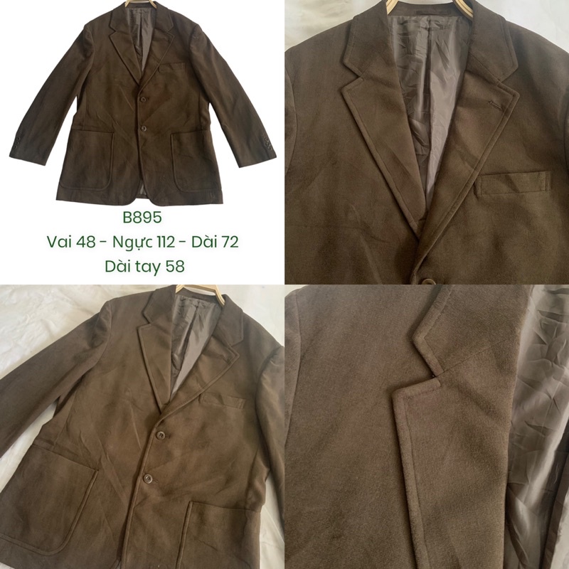 Áo khoác blazer menswear nam nữ B895 có độn vai form suông chất nhung dày dặn không bạc 2hand Nhật si tuyển ảnh thật