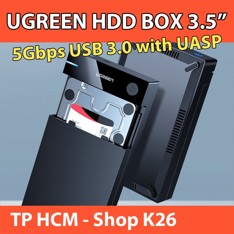Hộp Ổ Cứng SATA 3.5/2.5 inch Hỗ Trợ 10TB USB 3.0 HDD Box UGREEN US222