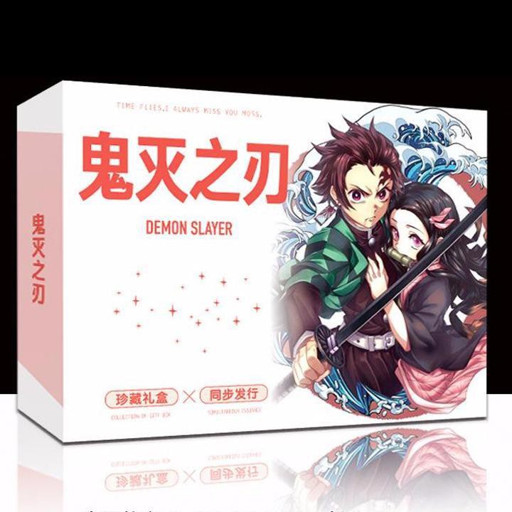 (80 mẫu 2) Hộp quà tặng Kimetsu No Yaiba Thanh Gươm Diệt Qủy A5 poster postcard bookmark banner huy hiệu ảnh dán album