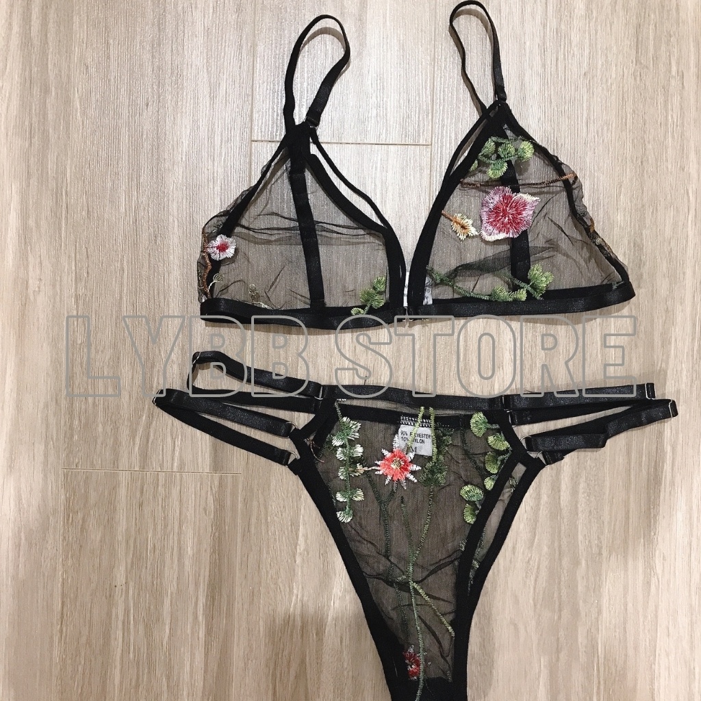 [CÓ ẢNH THẬT] Bồ đồ lót ren lưới thêu hoa sexy, Set đồ lót lưới trong suốt thêu hoa áo ngực không gọng quần lót dây | BigBuy360 - bigbuy360.vn