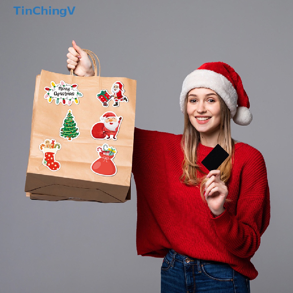 1 Bộ Sticker Dán Trang Trí Giáng Sinh Hình Ông Già Noel Và Bông Tuyết Hoạt Hình