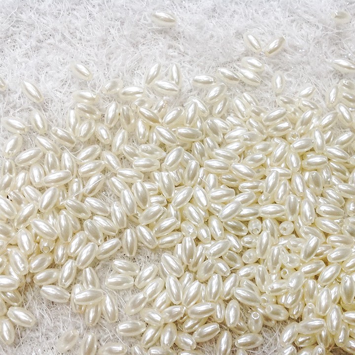 Gói 200 hạt cườm trai nhựa dài 6mm lúa gạo nhựa size 6li trang trí thủ công làm vòng tay sang trọng