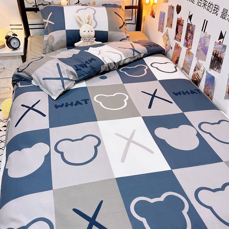 Bộ chăn ga gối Cotton Poly mẫu gấu X0 sang chảnh màu hot 2022