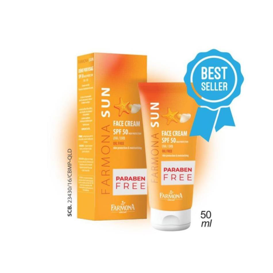 [2Trong1] Kem Chống Nắng Và Nâng Tông Farmona Sun Face Cream Oil Free Spf 50  Đặc Biệt Phù Hợp Cho Da Dầu Mụn 50ml