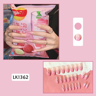 Bộ 24 Móng Tay Giả Lửa hồng (kèm keo)