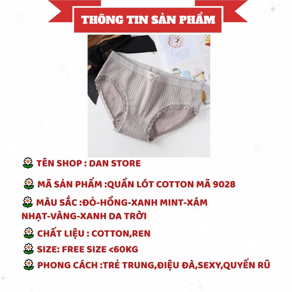 Quần Lót Nữ - Quần Lót Nữ Cotton phối ren đính nơ điệu đà xinh xắn DAN STORE MÃ 9028