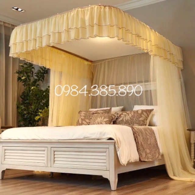 Màn khung không khoan tường 2 cột cao cấp ; mùng khung