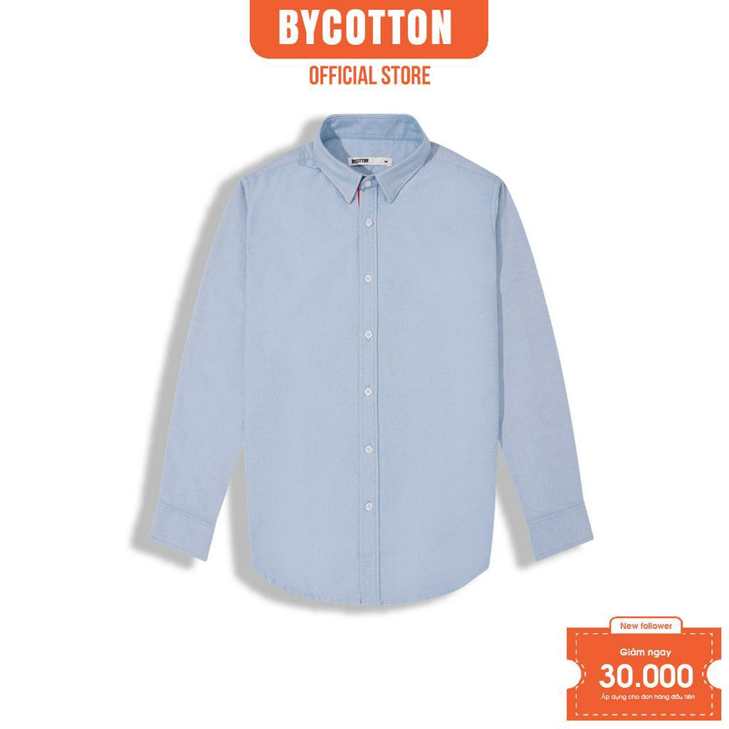 Áo Sơ Mi Nam Dài Tay Trơn BY COTTON Light Blue Oxford Shirt With 3 Stripes
