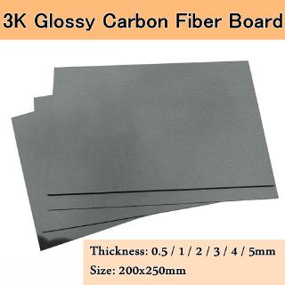 Tấm sợi carbon màu đen kích thước 200x250x (0.5-5) mm 3k