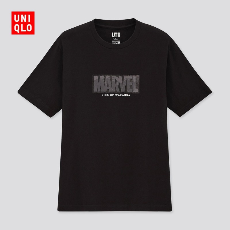 Áo thun Uniqlo tay ngắn in hình báo đen Marvel thời trang cho nam nữ