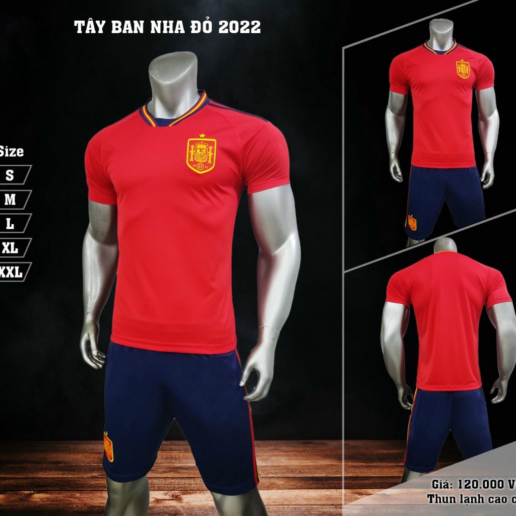 Bộ Quần Áo Bóng Đá Đội Tuyển Tây Ban Nha Đỏ EURO 2024 - Thun Cao Cấp