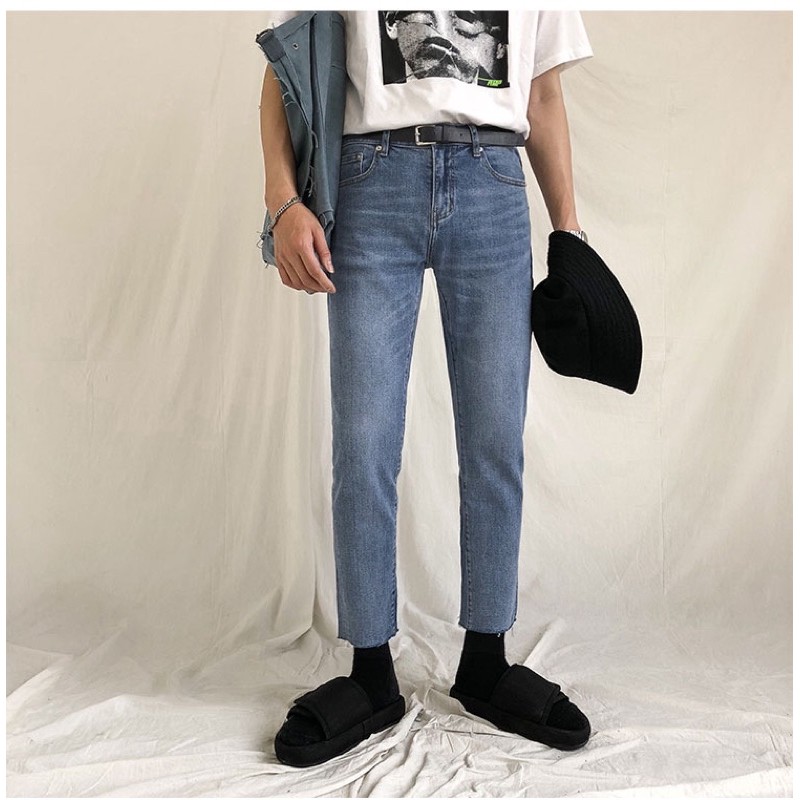 QUẦN JEANS SKINNY XANH TRƠN CO DÃN
