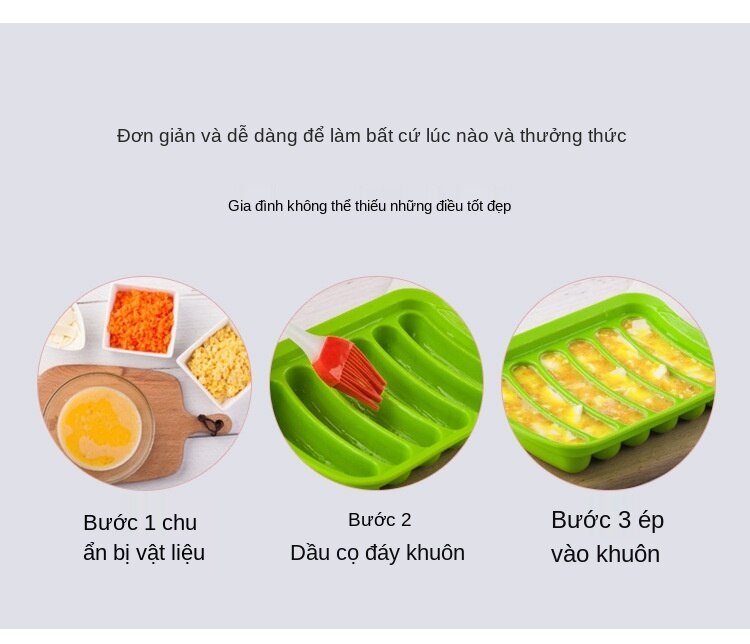 Cấp Thực Phẩm Silicone Xúc Xích Khuôn Tự Làm Diy Ham Hot Dog Khuôn Nướng Xúc Xích Hộp Bé Bổ Sung Công Cụ